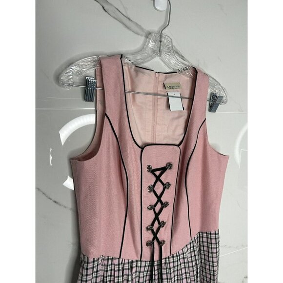 Chic Pink and Black Lace-Up Midi Dress - Picture 7 of 15